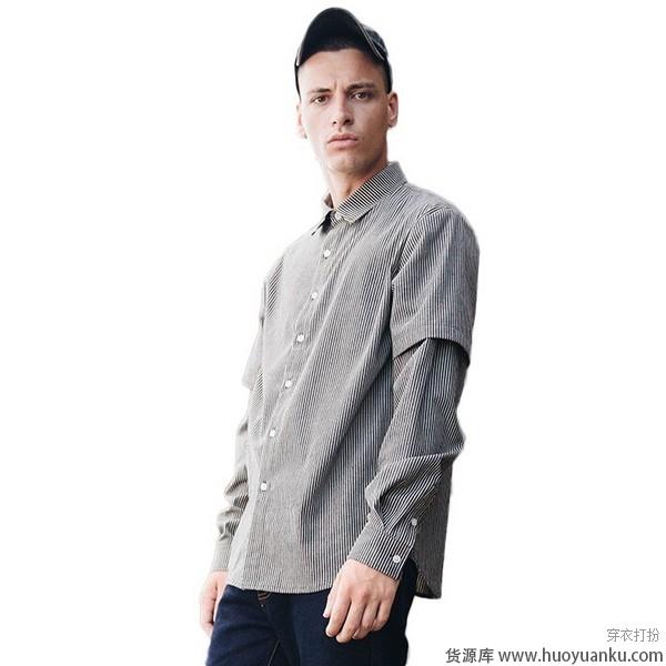 条纹休闲衬衫掀起随性风-第8张图片-货源库