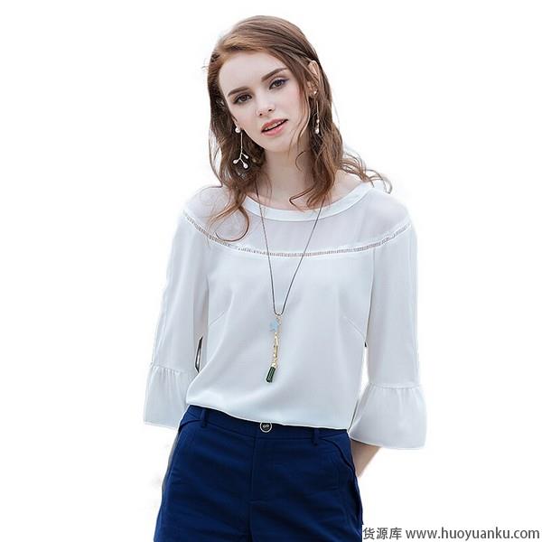 荷叶袖雪纺衫仙气满满鸾姿凤态-第1张图片-货源库