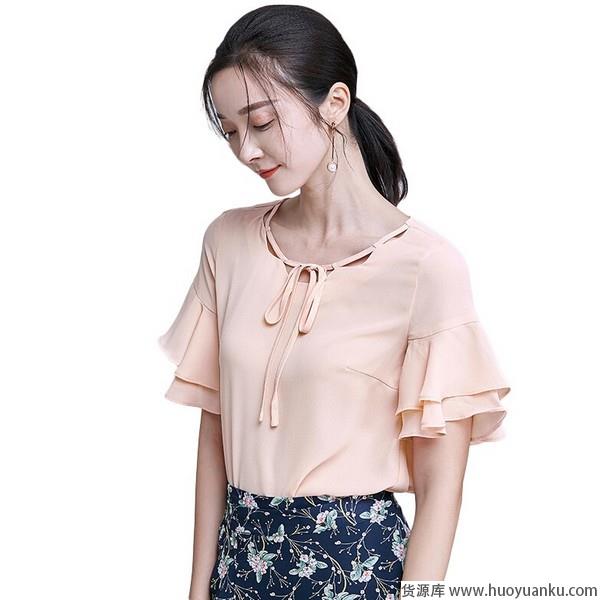 荷叶袖雪纺衫仙气满满鸾姿凤态-第4张图片-货源库