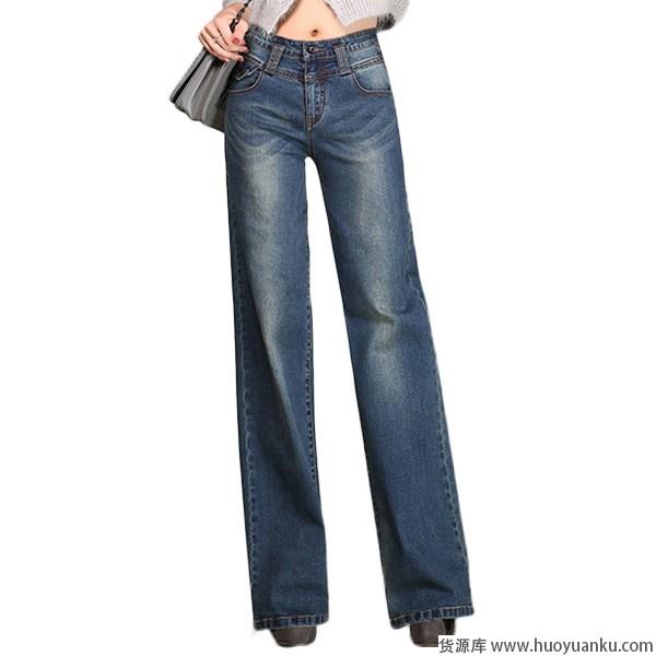 阔腿牛仔裤，显瘦无束缚-第1张图片-货源库