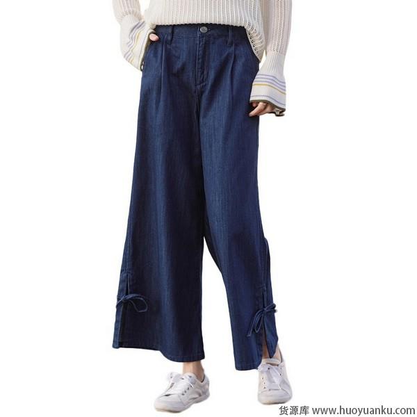 阔腿牛仔裤，显瘦无束缚-第3张图片-货源库