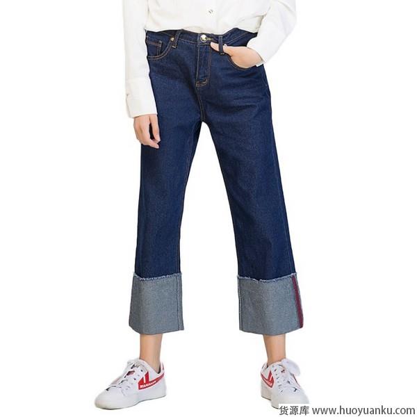 阔腿牛仔裤，显瘦无束缚-第7张图片-货源库