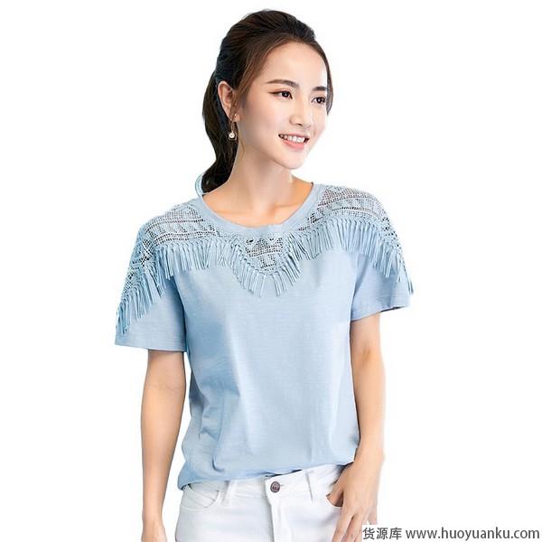 粉嫩婴儿蓝，夏日T恤氤氲冰爽味道-第2张图片-货源库