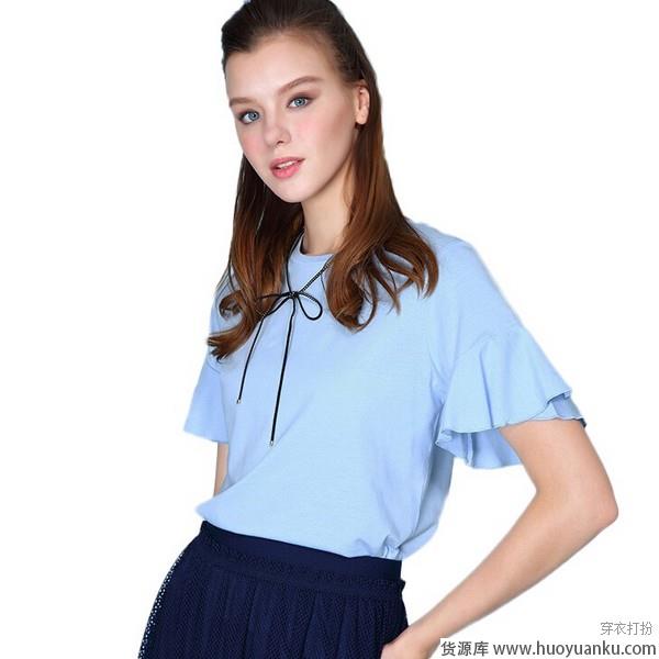 粉嫩婴儿蓝，夏日T恤氤氲冰爽味道-第8张图片-货源库