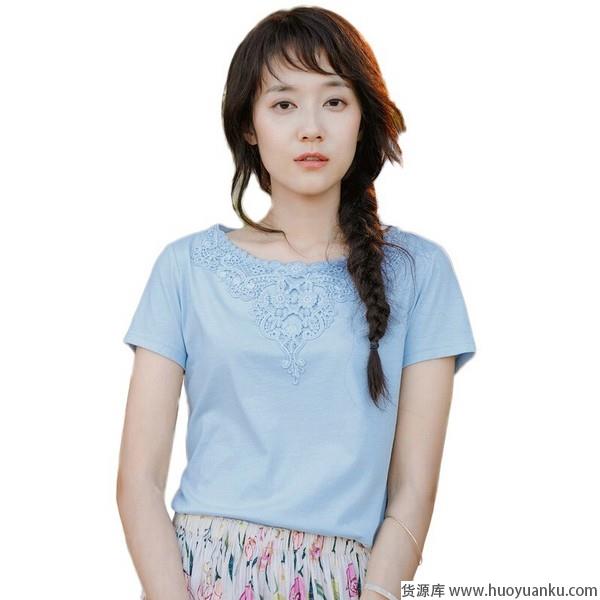 粉嫩婴儿蓝，夏日T恤氤氲冰爽味道-第10张图片-货源库