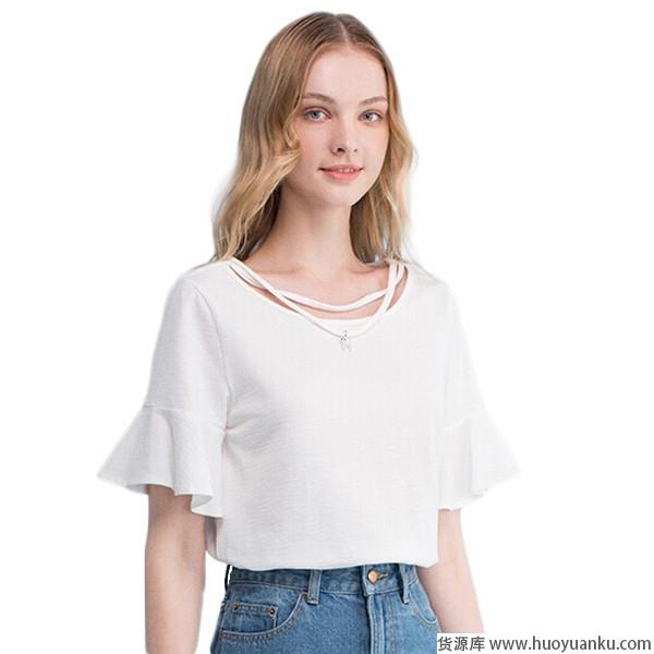 简约宫廷风，荷叶袖T恤挥别麒麟臂-第2张图片-货源库