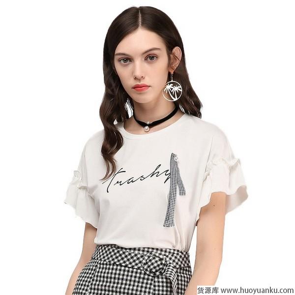 简约宫廷风，荷叶袖T恤挥别麒麟臂-第4张图片-货源库