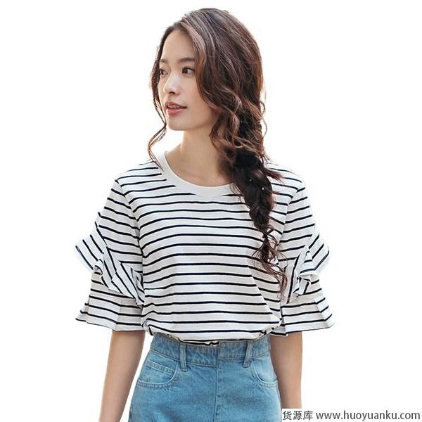 简约宫廷风，荷叶袖T恤挥别麒麟臂-第5张图片-货源库