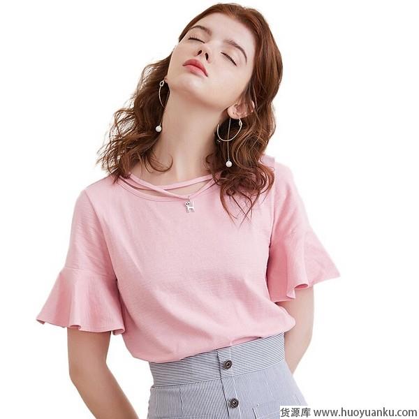 简约宫廷风，荷叶袖T恤挥别麒麟臂-第8张图片-货源库