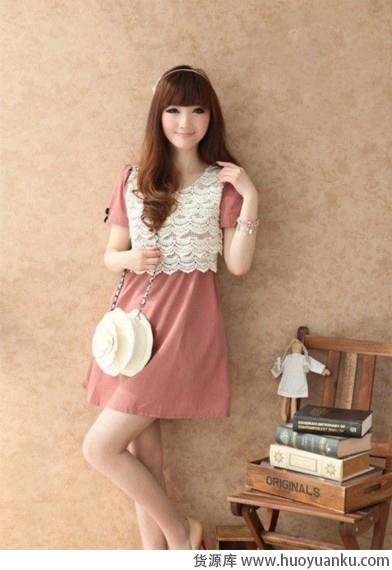 甜美蕾丝雪纺连衣裙-第1张图片-货源库