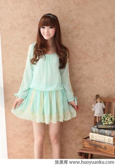 甜美蕾丝雪纺连衣裙-第2张图片-货源库