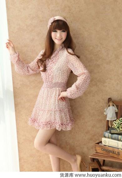 甜美蕾丝雪纺连衣裙-第5张图片-货源库