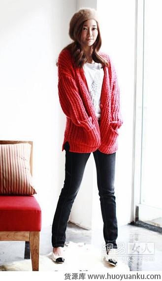 复古风粗棒针毛衣-第2张图片-货源库 复古风粗棒针毛衣-第2张图片-货源库