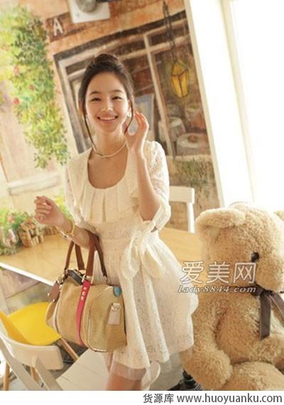 性感可爱蕾丝蝴蝶结连衣裙-第4张图片-货源库