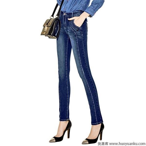 深色牛仔裤，高腰款假装腿长逆天-第2张图片-货源库