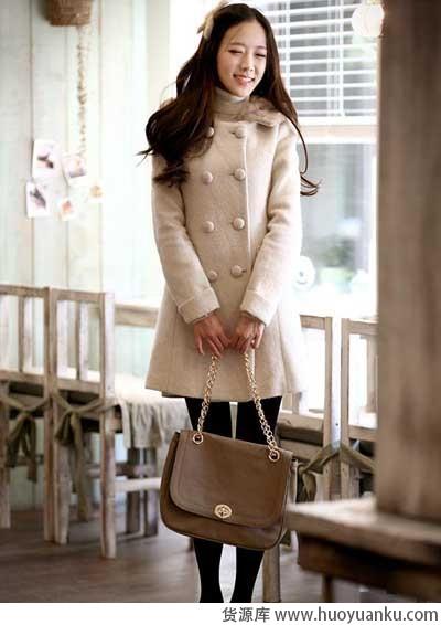 优雅别致长款毛呢大衣-第8张图片-货源库