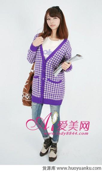 休闲校园风长款针织开衫-第2张图片-货源库