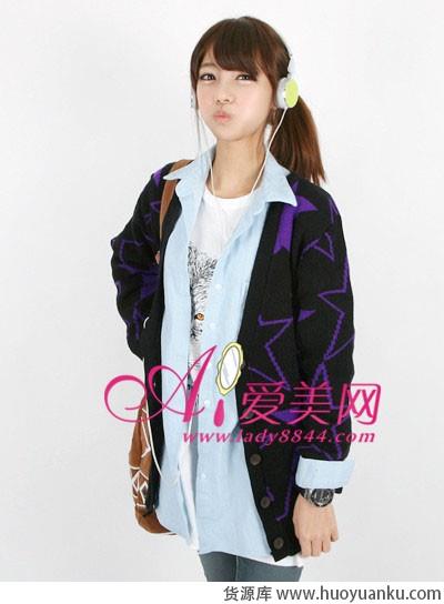 休闲校园风长款针织开衫-第3张图片-货源库