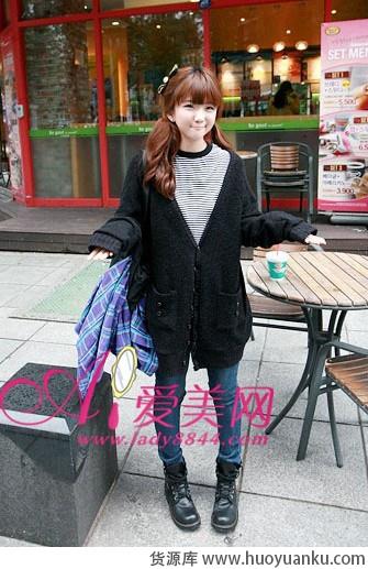 休闲校园风长款针织开衫-第8张图片-货源库