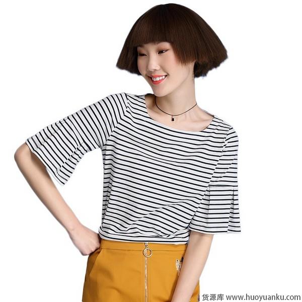 慵懒格调，条纹T恤复刻法式浪漫-第9张图片-货源库