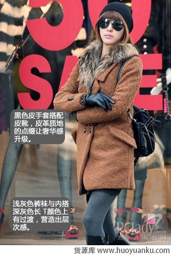 新意十足皮草翻领大衣-第4张图片-货源库