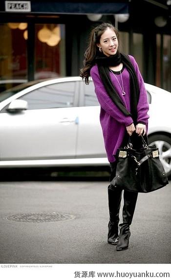 纯色围巾的大方搭配-第9张图片-货源库